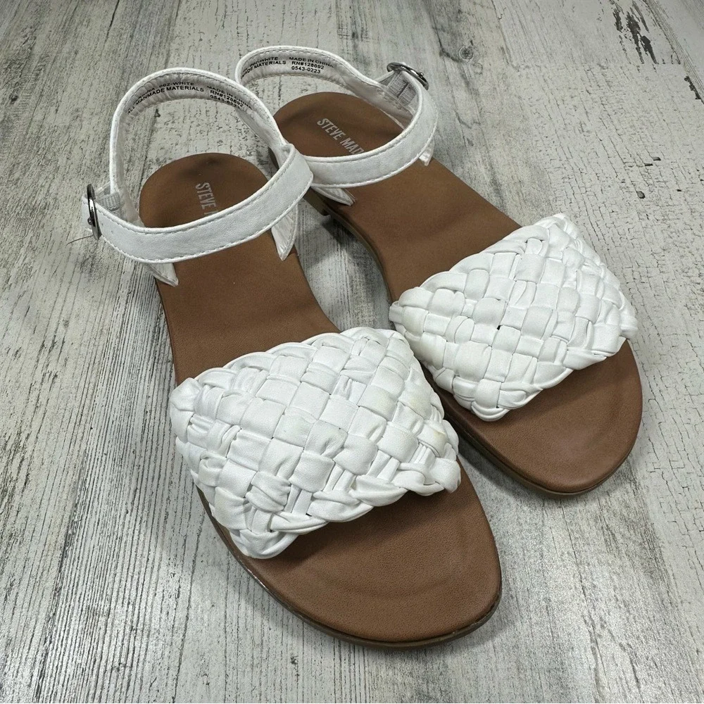 STEVE‎ MADDEN Girl's Jkarina Braided Strappy Sandals In White #900